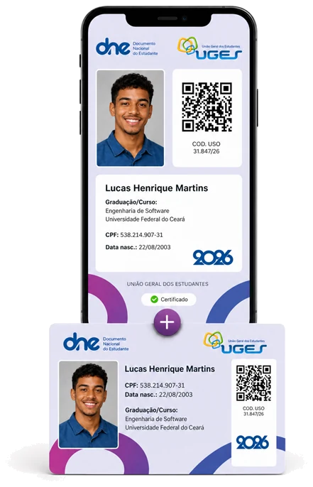 Exemplos ilustrativos do Documento Nacional do Estudante f&iacute;sico e digital da UGES